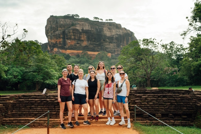 Travellers exploring Sigiriya with Serendib Haven Travels